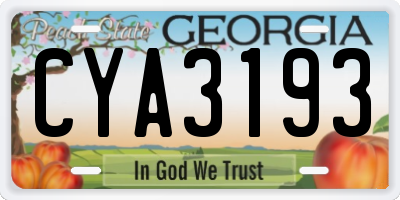 GA license plate CYA3193
