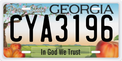 GA license plate CYA3196