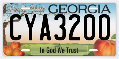 GA license plate CYA3200