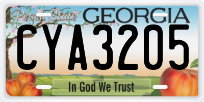 GA license plate CYA3205
