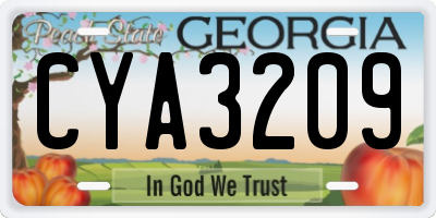 GA license plate CYA3209