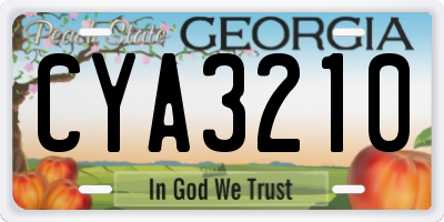 GA license plate CYA3210