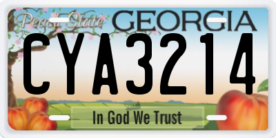 GA license plate CYA3214