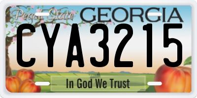 GA license plate CYA3215