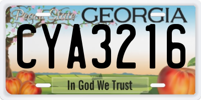 GA license plate CYA3216