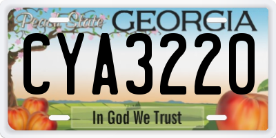 GA license plate CYA3220