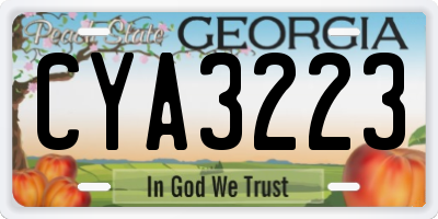 GA license plate CYA3223