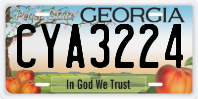 GA license plate CYA3224