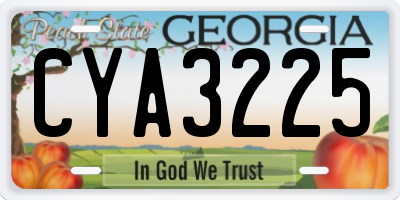 GA license plate CYA3225