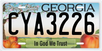 GA license plate CYA3226