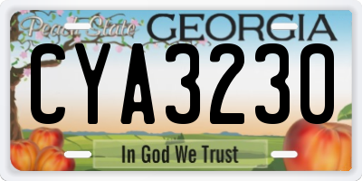 GA license plate CYA3230