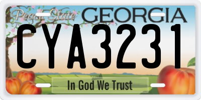 GA license plate CYA3231