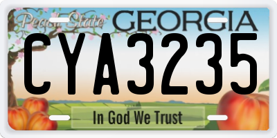 GA license plate CYA3235
