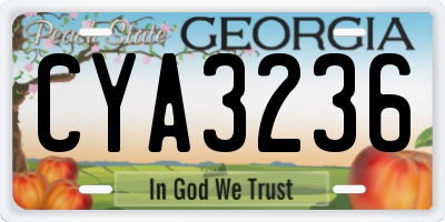 GA license plate CYA3236