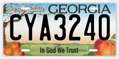 GA license plate CYA3240