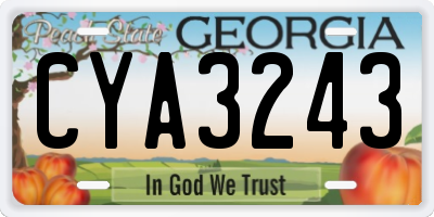 GA license plate CYA3243