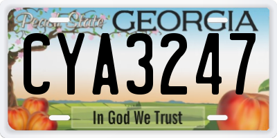 GA license plate CYA3247