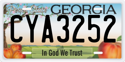 GA license plate CYA3252