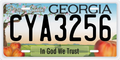 GA license plate CYA3256