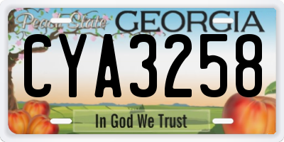 GA license plate CYA3258