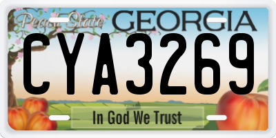 GA license plate CYA3269