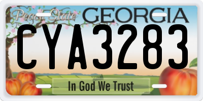 GA license plate CYA3283