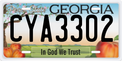 GA license plate CYA3302