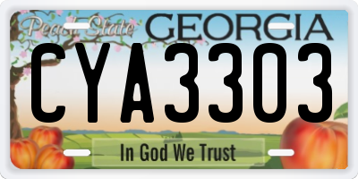 GA license plate CYA3303