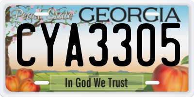GA license plate CYA3305