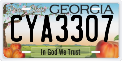 GA license plate CYA3307