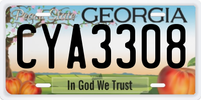 GA license plate CYA3308