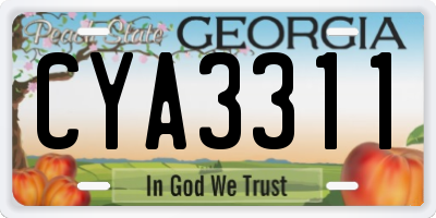 GA license plate CYA3311