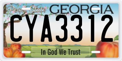 GA license plate CYA3312