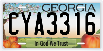 GA license plate CYA3316