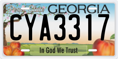 GA license plate CYA3317