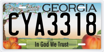 GA license plate CYA3318