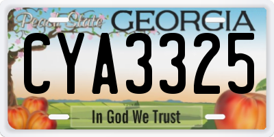 GA license plate CYA3325