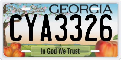 GA license plate CYA3326