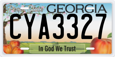 GA license plate CYA3327