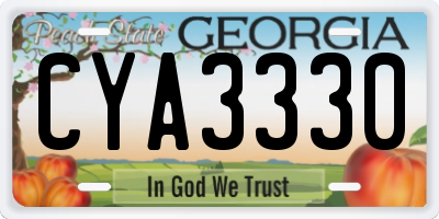 GA license plate CYA3330