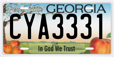 GA license plate CYA3331