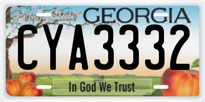 GA license plate CYA3332