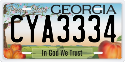 GA license plate CYA3334