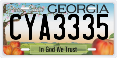 GA license plate CYA3335