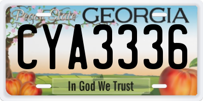 GA license plate CYA3336