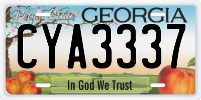 GA license plate CYA3337