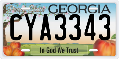 GA license plate CYA3343