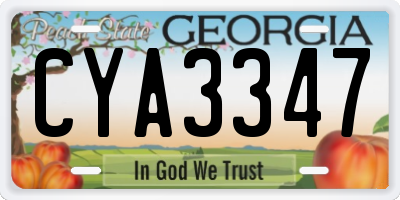 GA license plate CYA3347