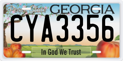 GA license plate CYA3356