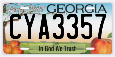 GA license plate CYA3357